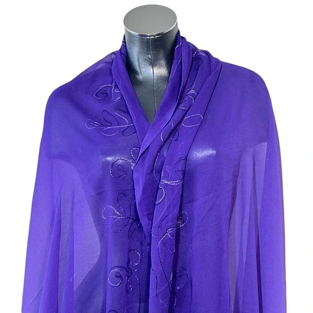 LADY JULIET Purple Lavender Sheer Sarong Cover-up Wrap Shawl & Travel Bag Sz OS